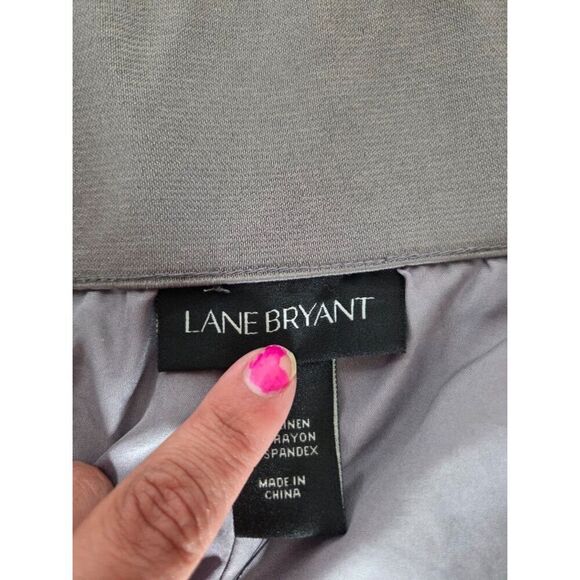 NWOT Lane Bryant  Grey Pinstrip Linen Blend Cropped Ankle Length Pants size 18 - Picture 8 of 10